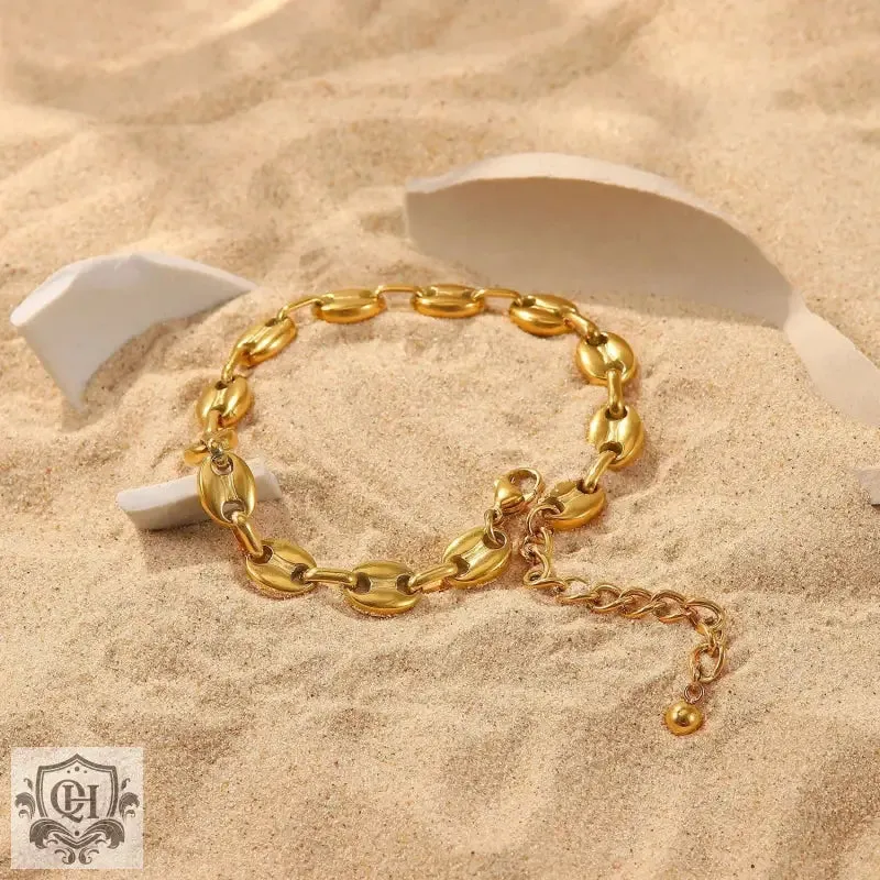 18K Gold Pig Nose Buckle Versatile Anklet