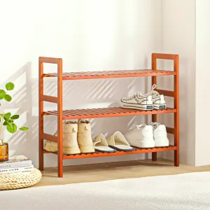 3-Tier Essential Natural Bamboo Shoe Rack Tawny Brown 70x27x60cm