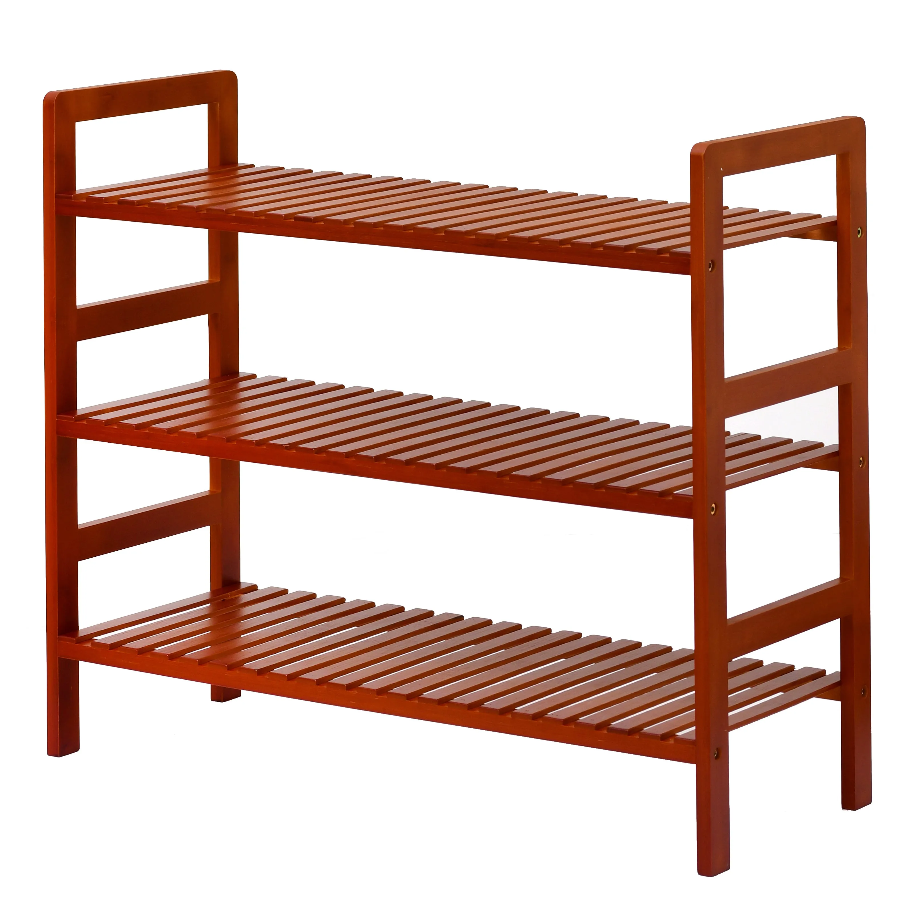 3-Tier Essential Natural Bamboo Shoe Rack Tawny Brown 70x27x60cm