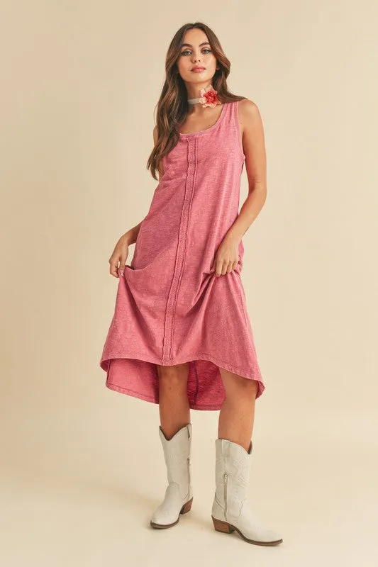 Aemi   Co High-Low Hem Scoop Neck Midi Tank Dress