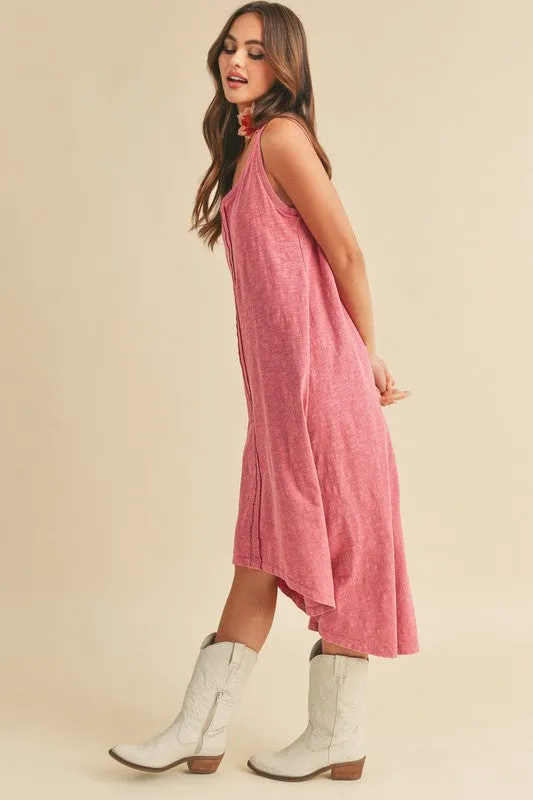 Aemi   Co High-Low Hem Scoop Neck Midi Tank Dress