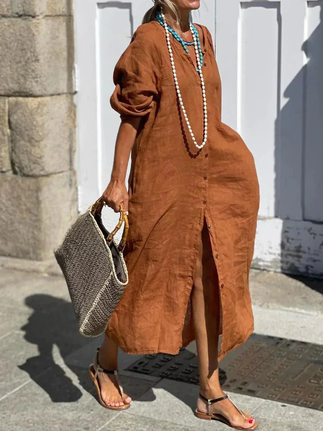 Antonia - Long Linen and Cotton Dress | Casual Fashion