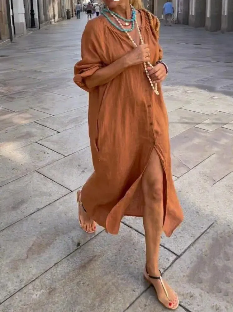 Antonia - Long Linen and Cotton Dress | Casual Fashion