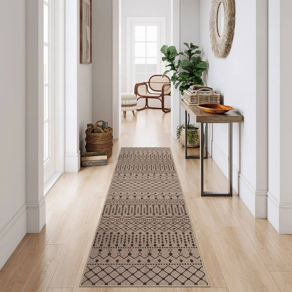 Aude Farmhouse Tribal Easy Jute Beige Rug