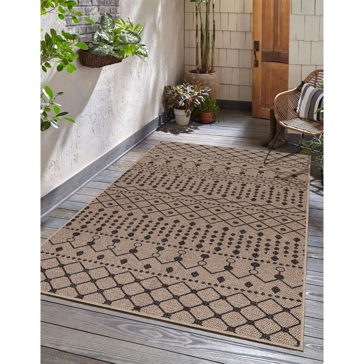 Aude Farmhouse Tribal Easy Jute Beige Rug