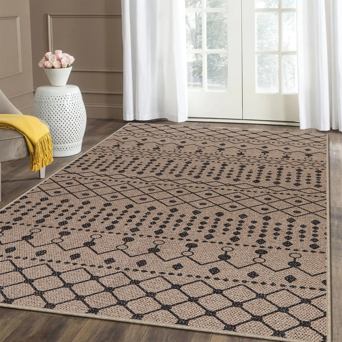Aude Farmhouse Tribal Easy Jute Beige Rug