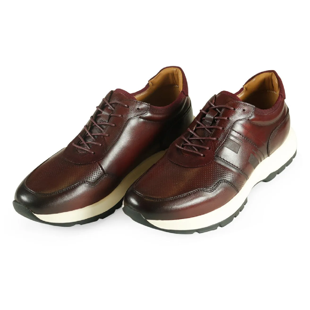 Azor Paolo Leather Trainers Burgundy ZM3893