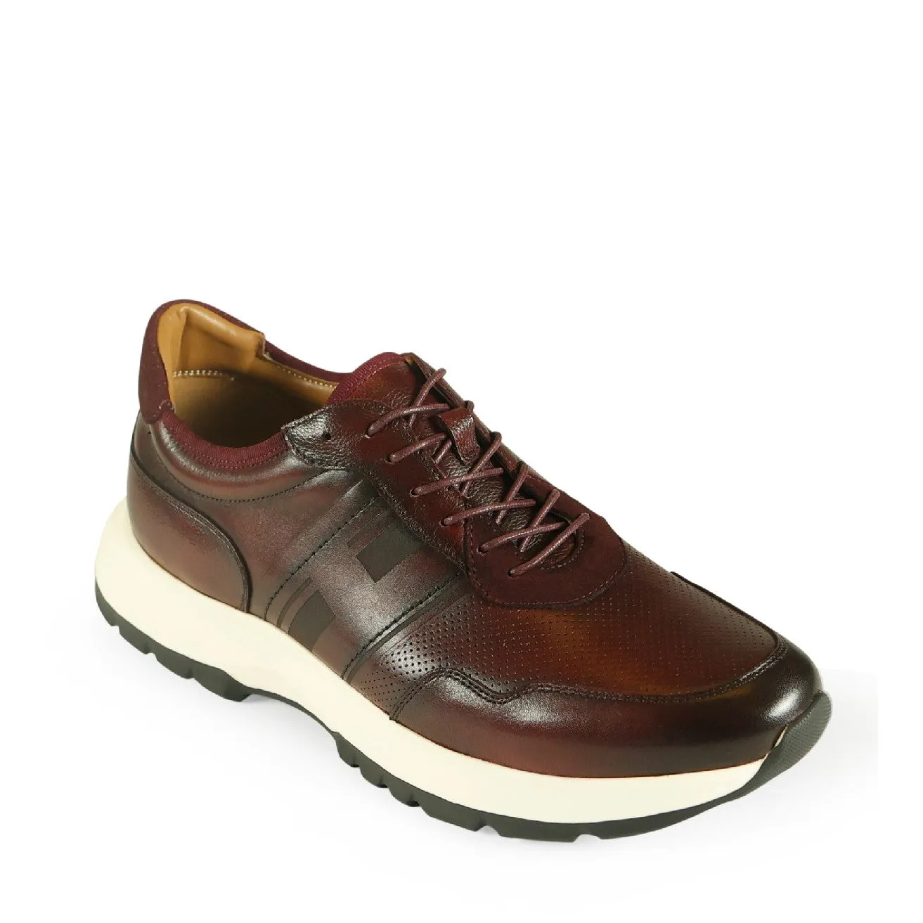 Azor Paolo Leather Trainers Burgundy ZM3893