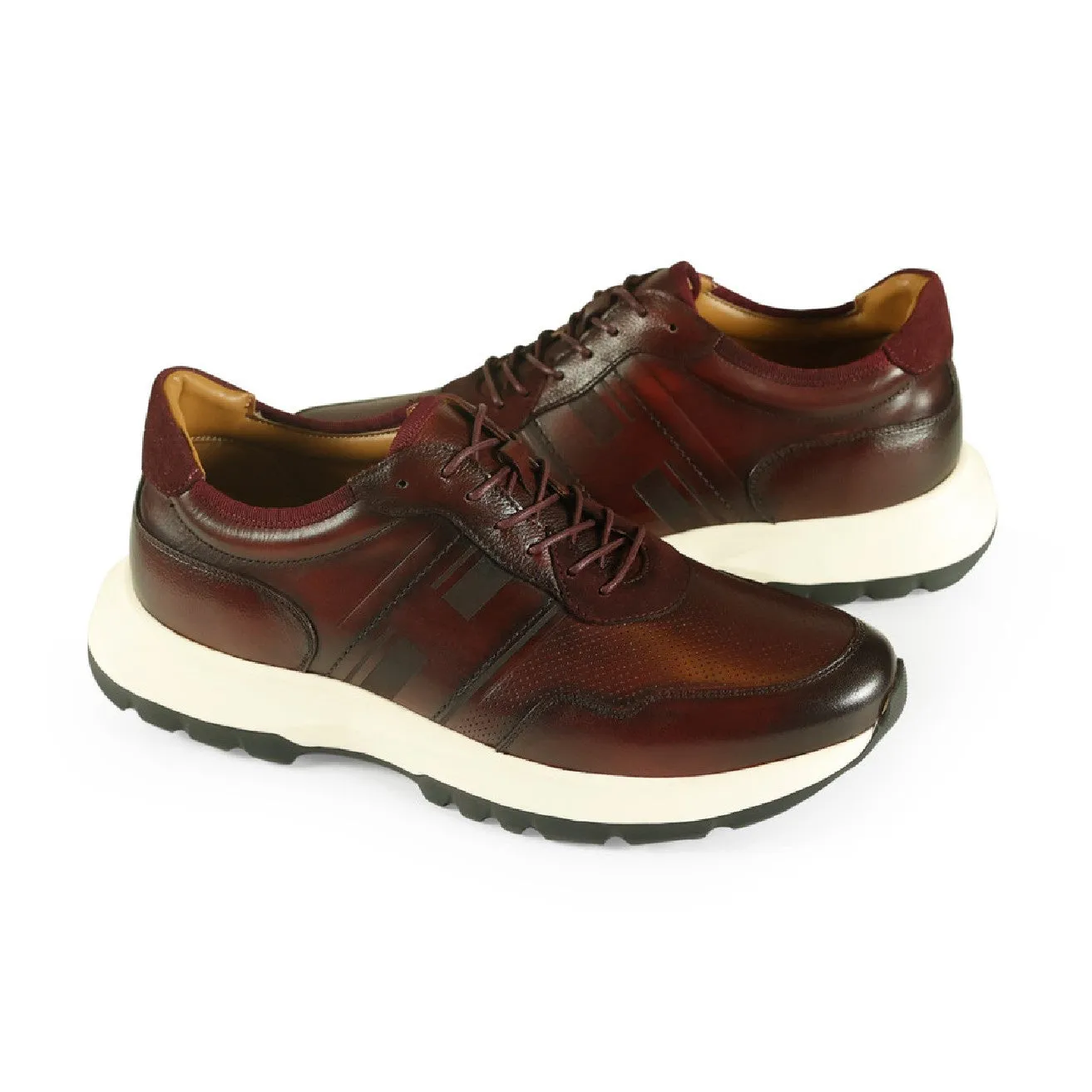 Azor Paolo Leather Trainers Burgundy ZM3893