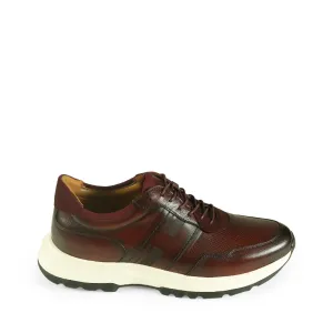 Azor Paolo Leather Trainers Burgundy ZM3893