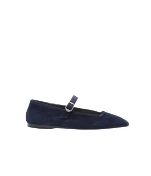 Ballet Mary Jane Suede Flats in Indigo