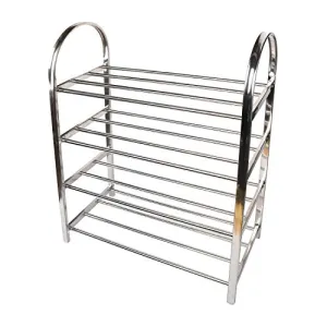 Berry Ave Stainless Steel Shoes Rack – 4 Tier Shoe Shelf – Sturdy and Easy to Assemble Shoe Holder – Provides The Perfect Amount of Space to Hold Boots, Shoes, High Heels, Slippers, and More