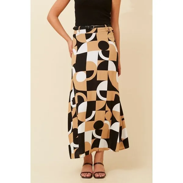 BETTY GEOMETRIC PRINT MAXI SKIRT