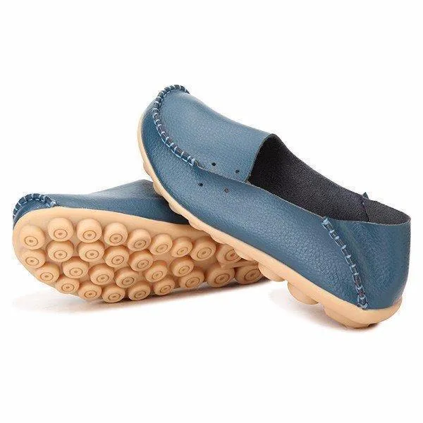 Big Size Pure Color Slip On Lace Up Soft Sole Comfortable Flat Loafers