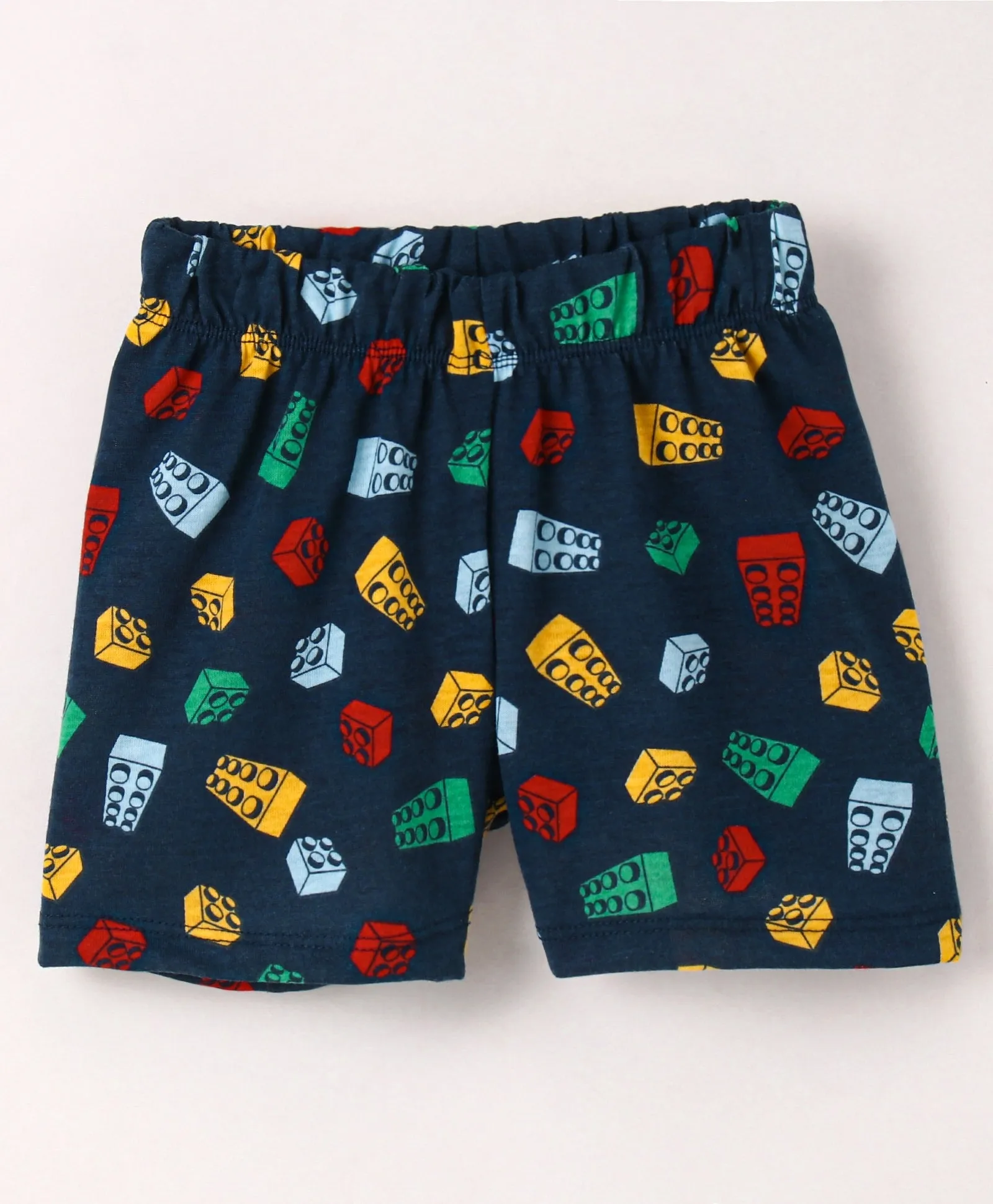 Blocks Printed Tshirt Short Set - Navy