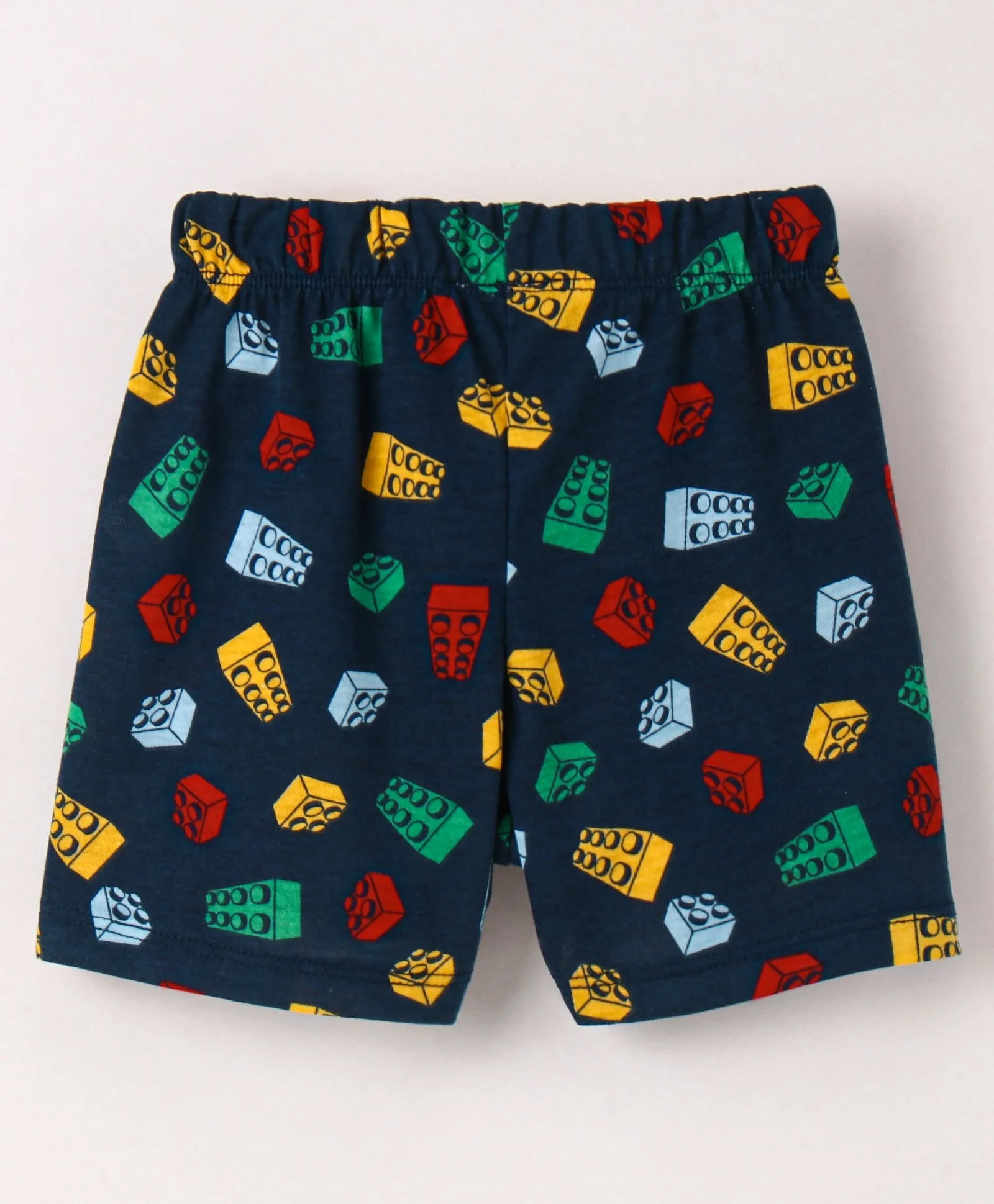 Blocks Printed Tshirt Short Set - Navy