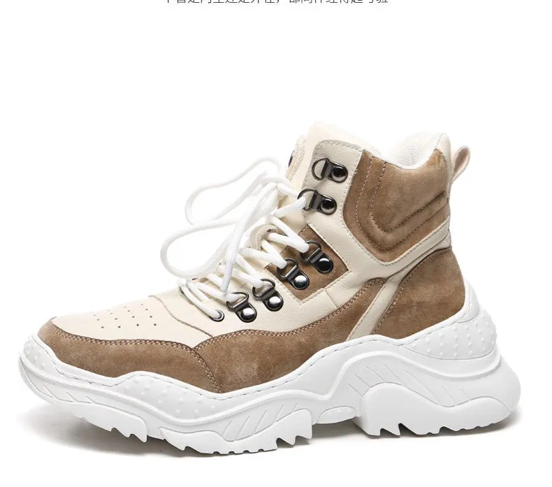 BOOPDO MESS DESIGN HIGH TOP TRAINERS WITH CHUNKY SOLE