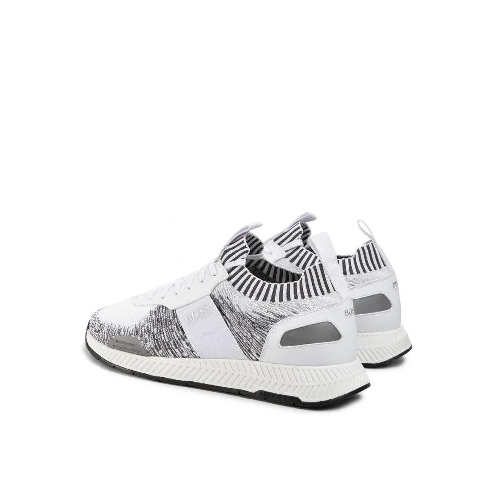 Boss Running-style trainers in mixed materials with knitted sock - TB0386