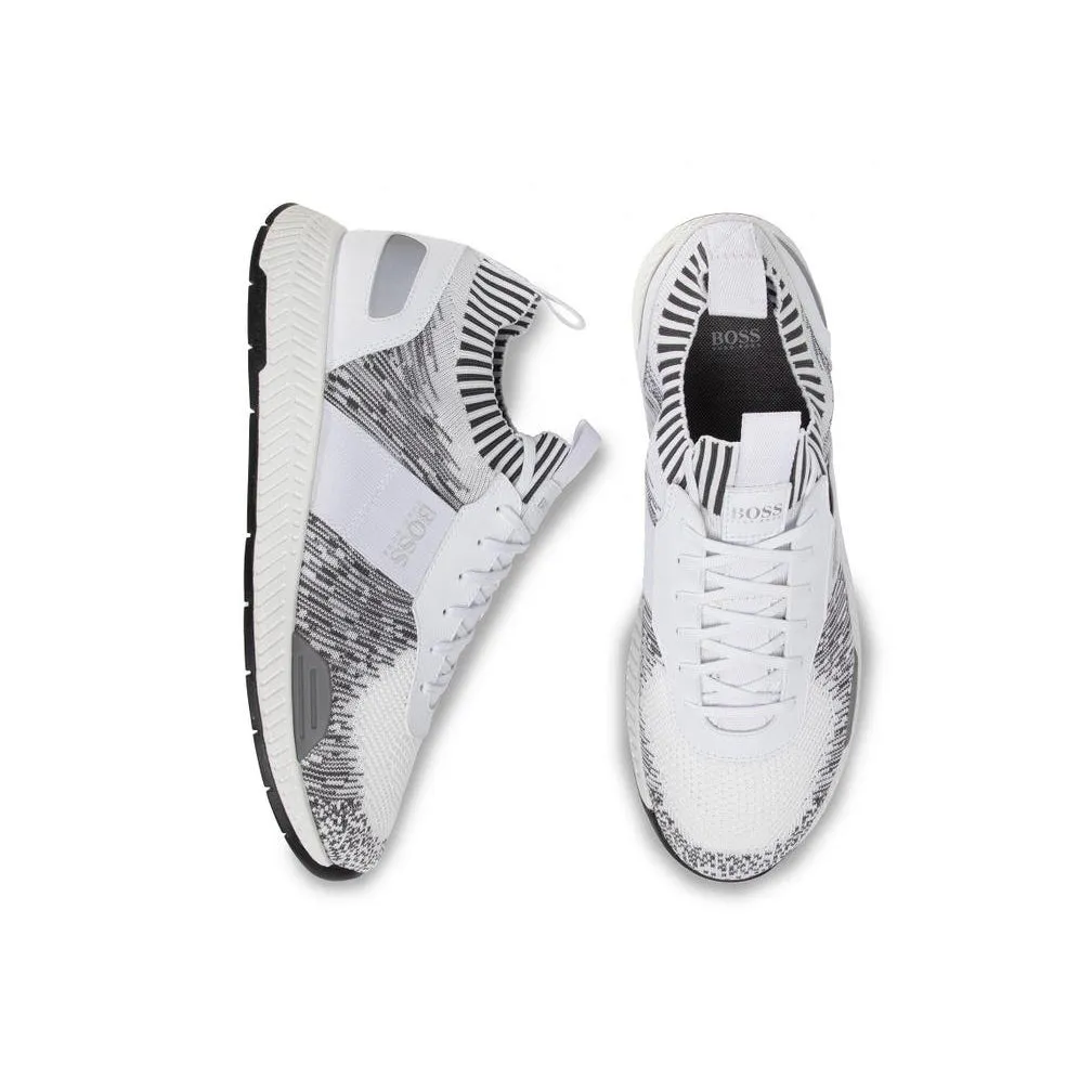 Boss Running-style trainers in mixed materials with knitted sock - TB0386