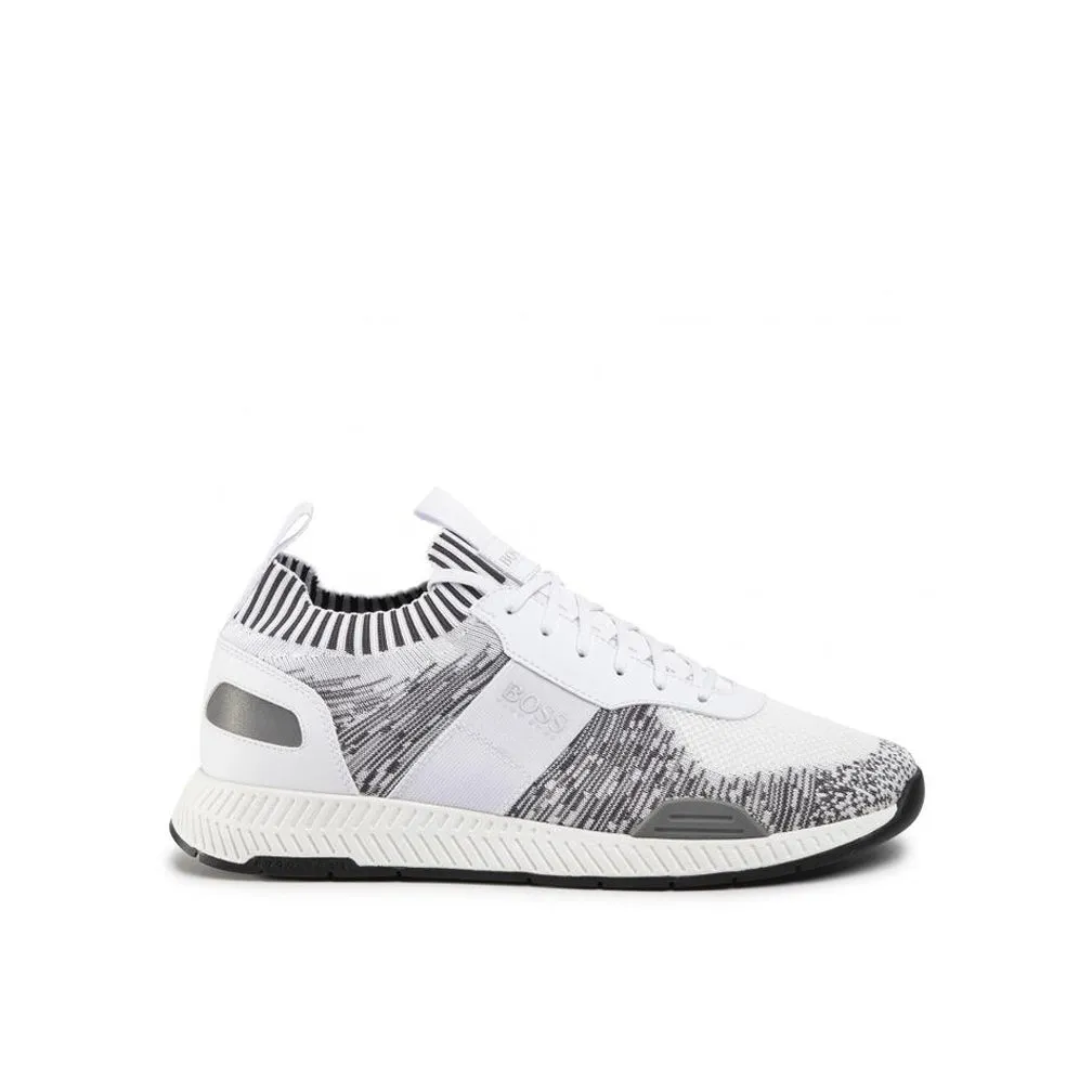 Boss Running-style trainers in mixed materials with knitted sock - TB0386