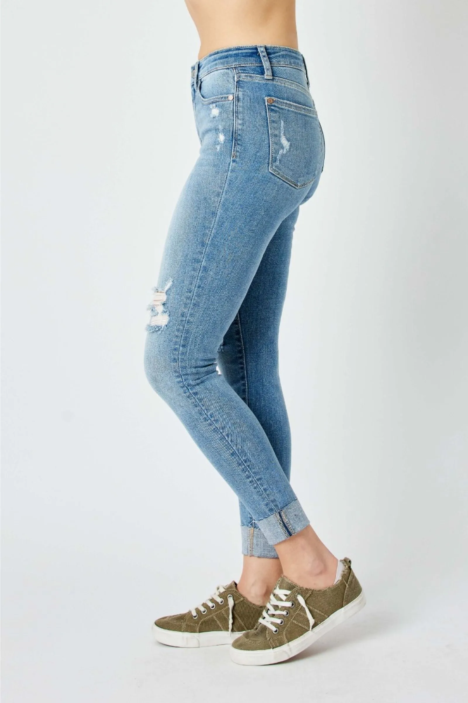 Carley Cuffed Mid Rise Skinny Jeans