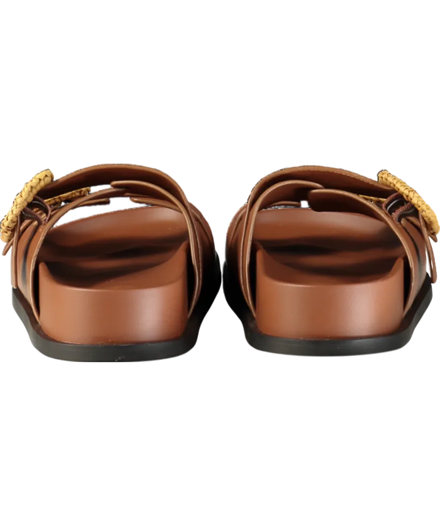 Charles & Keith Brown Woven Buckle Double Strap Sandals UK 4 EU 37 👠