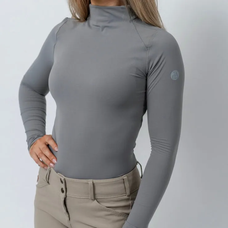 Chloe High Collar Technical Top - London Grey - Ladies