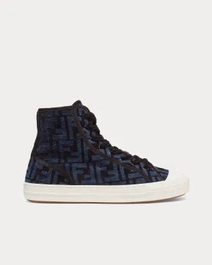 Domino FF Jacquard Fabric Blue High Top Sneakers