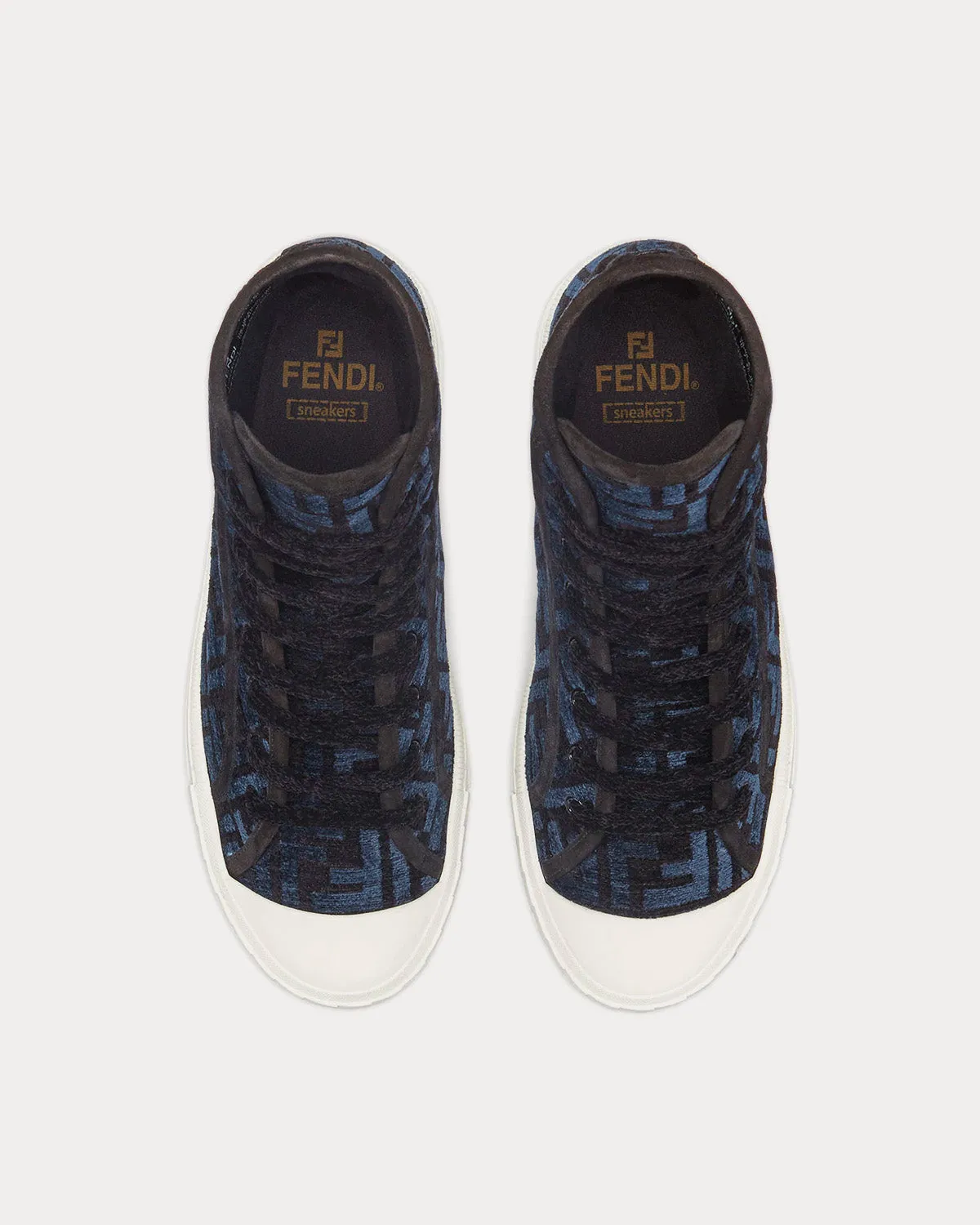 Domino FF Jacquard Fabric Blue High Top Sneakers