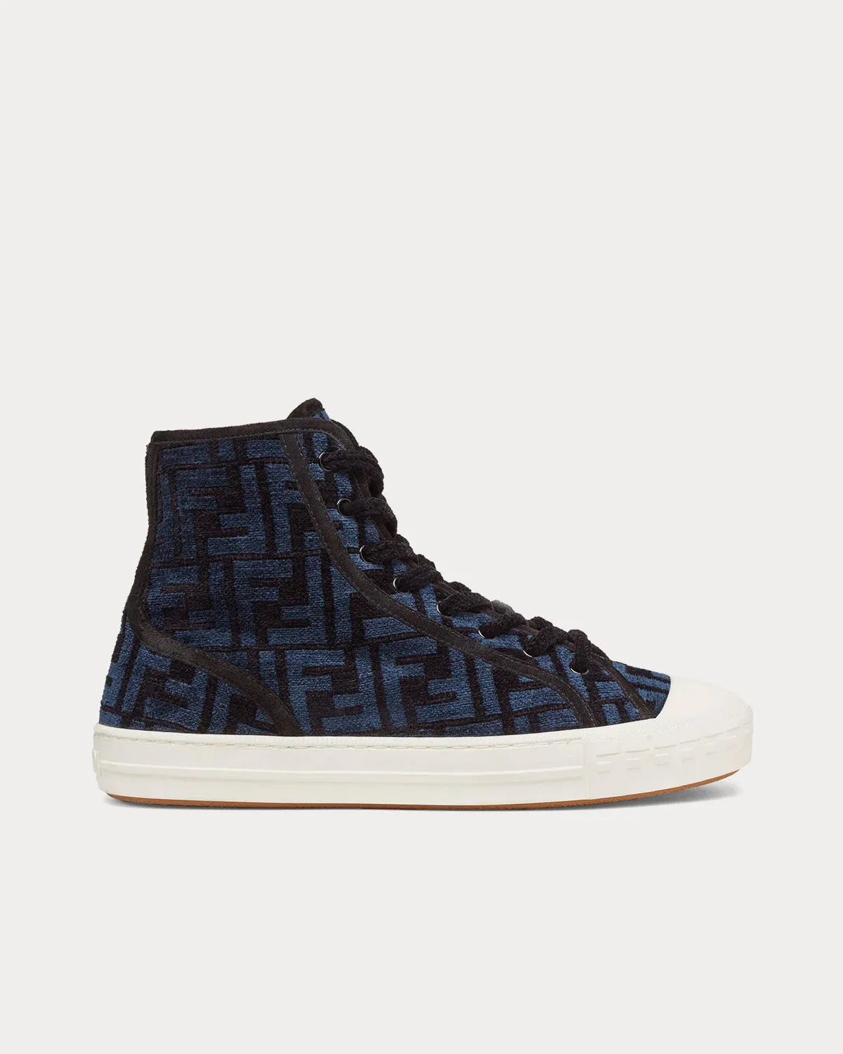 Domino FF Jacquard Fabric Blue High Top Sneakers