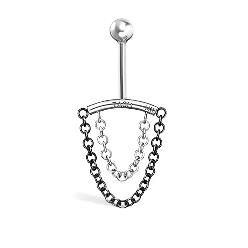 Double Chain Drape Earring by Maria Tash in 14K White Gold