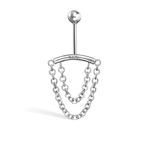 Double Chain Drape Earring by Maria Tash in 14K White Gold