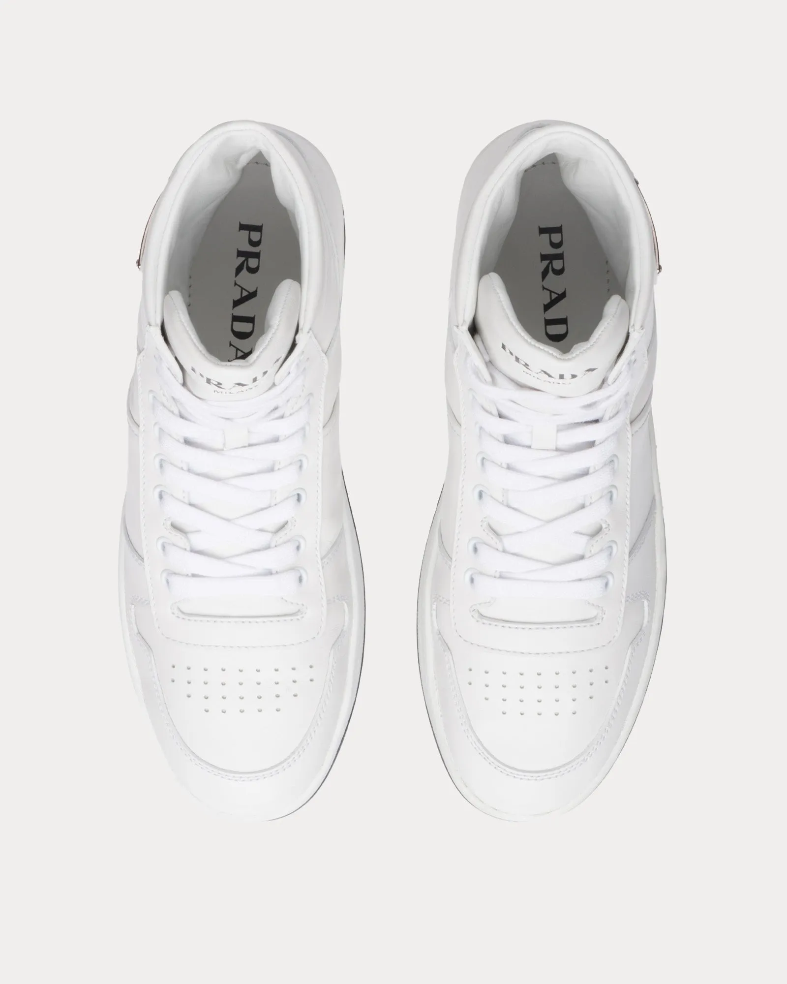 Downtown Perforated Leather White / Black High Top Sneakers
