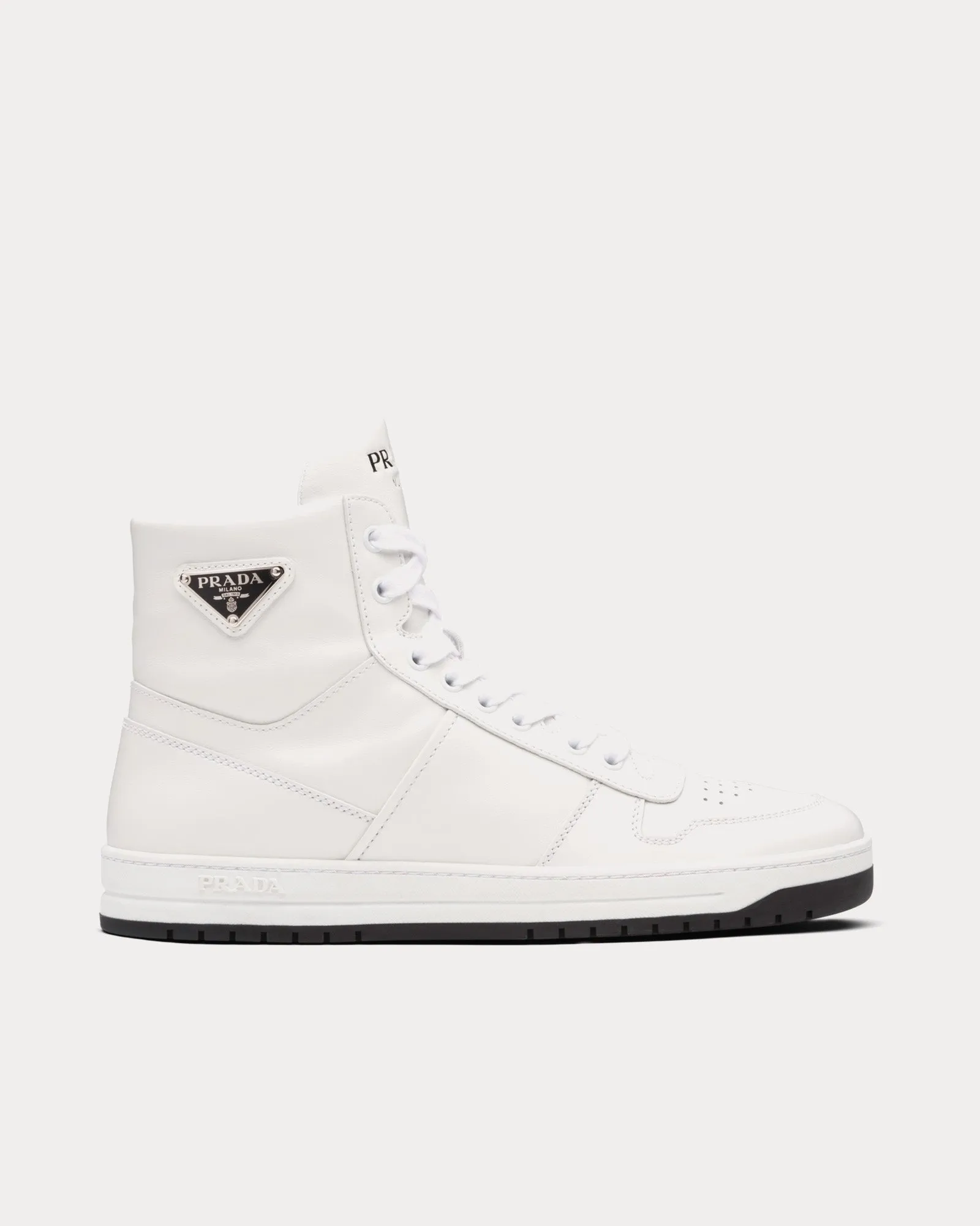 Downtown Perforated Leather White / Black High Top Sneakers