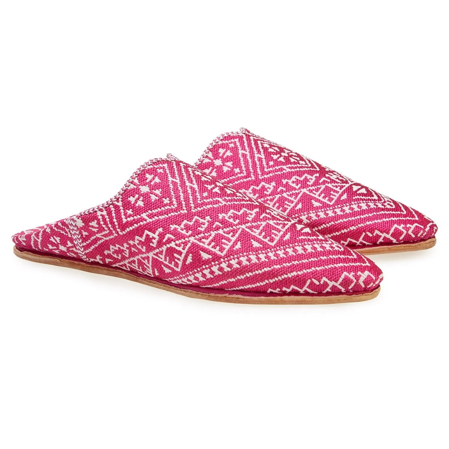 Embroidered Babouches Fuchsia