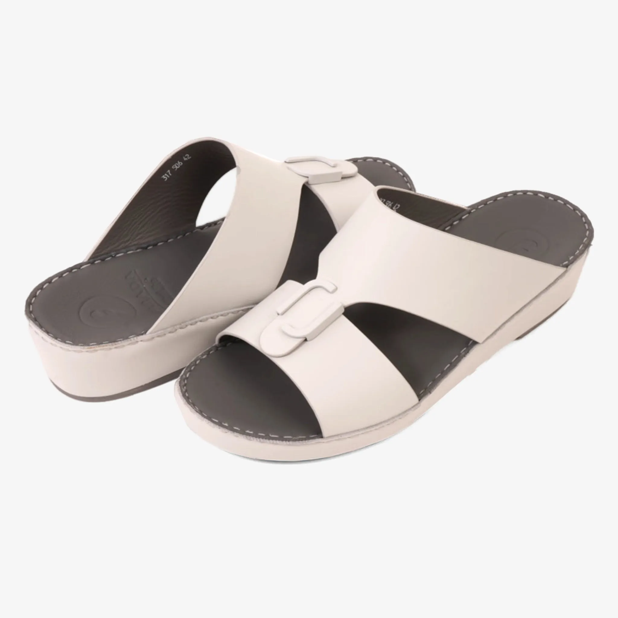 FARADA CLASSIC MENS LEATHER SANDALS LIGHT GREY