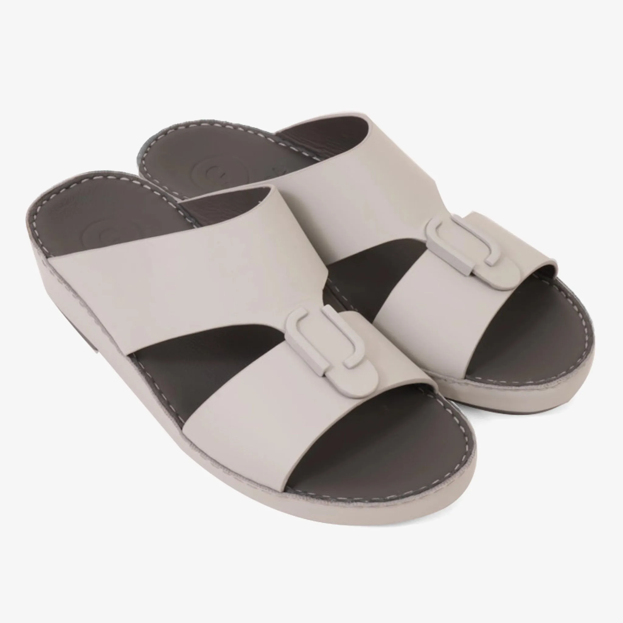 FARADA CLASSIC MENS LEATHER SANDALS LIGHT GREY