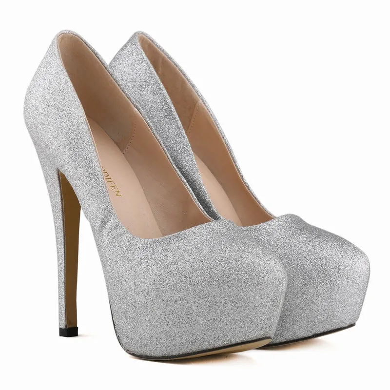 Fashionable Shimmering Versatile Skinny-Leg High Heels Shoes