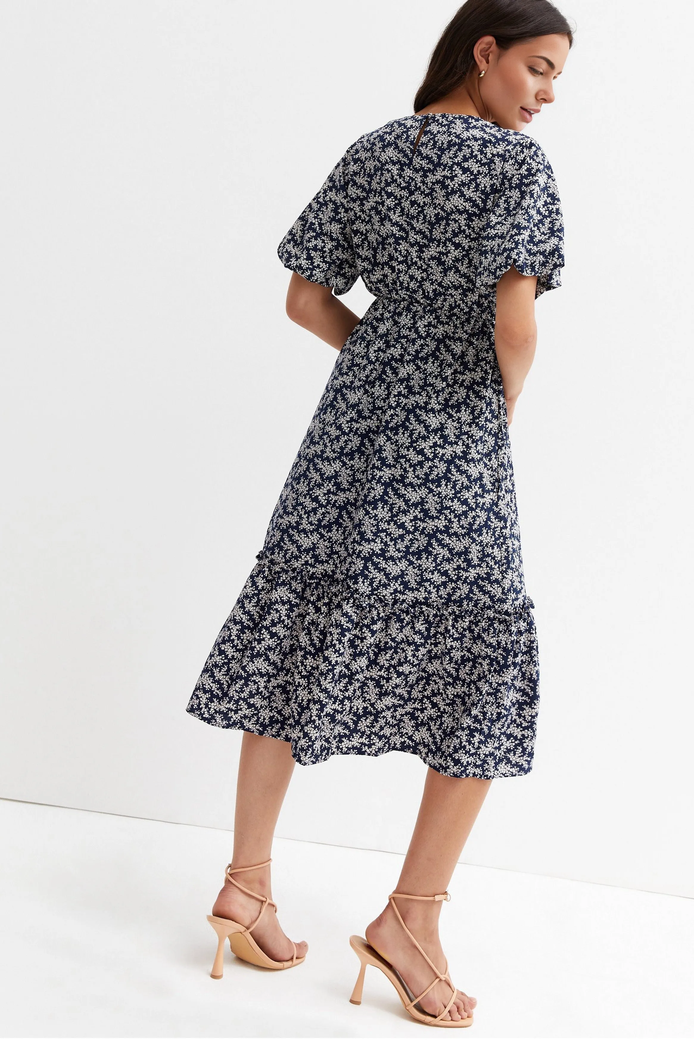 Floral Print Tiered Midi Dress