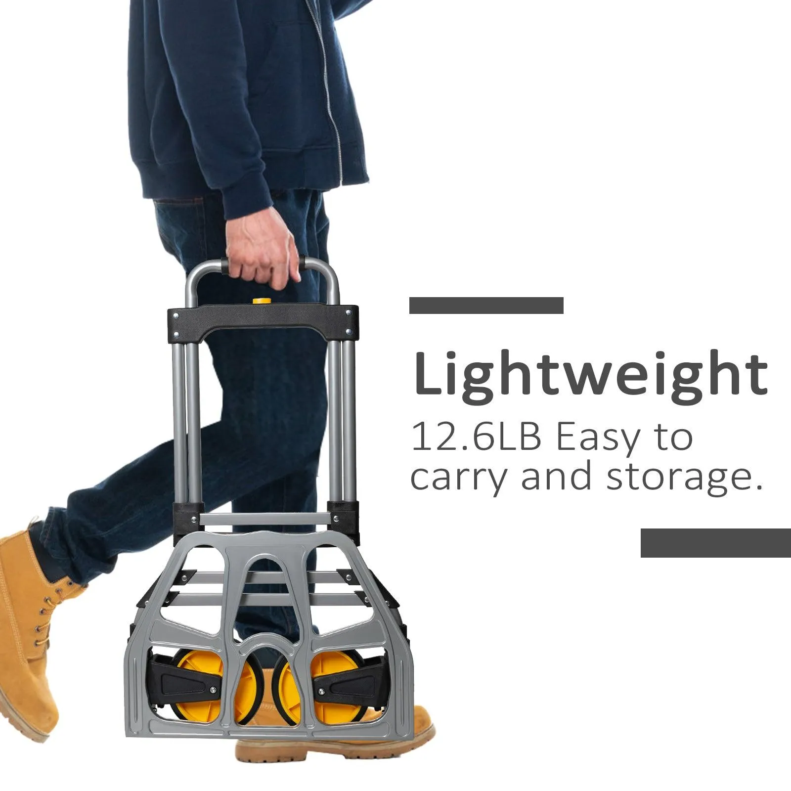 Folding Hand Truck Dolly Hand Cart Aluminum with Telescoping Handle, 330lbs Capacity