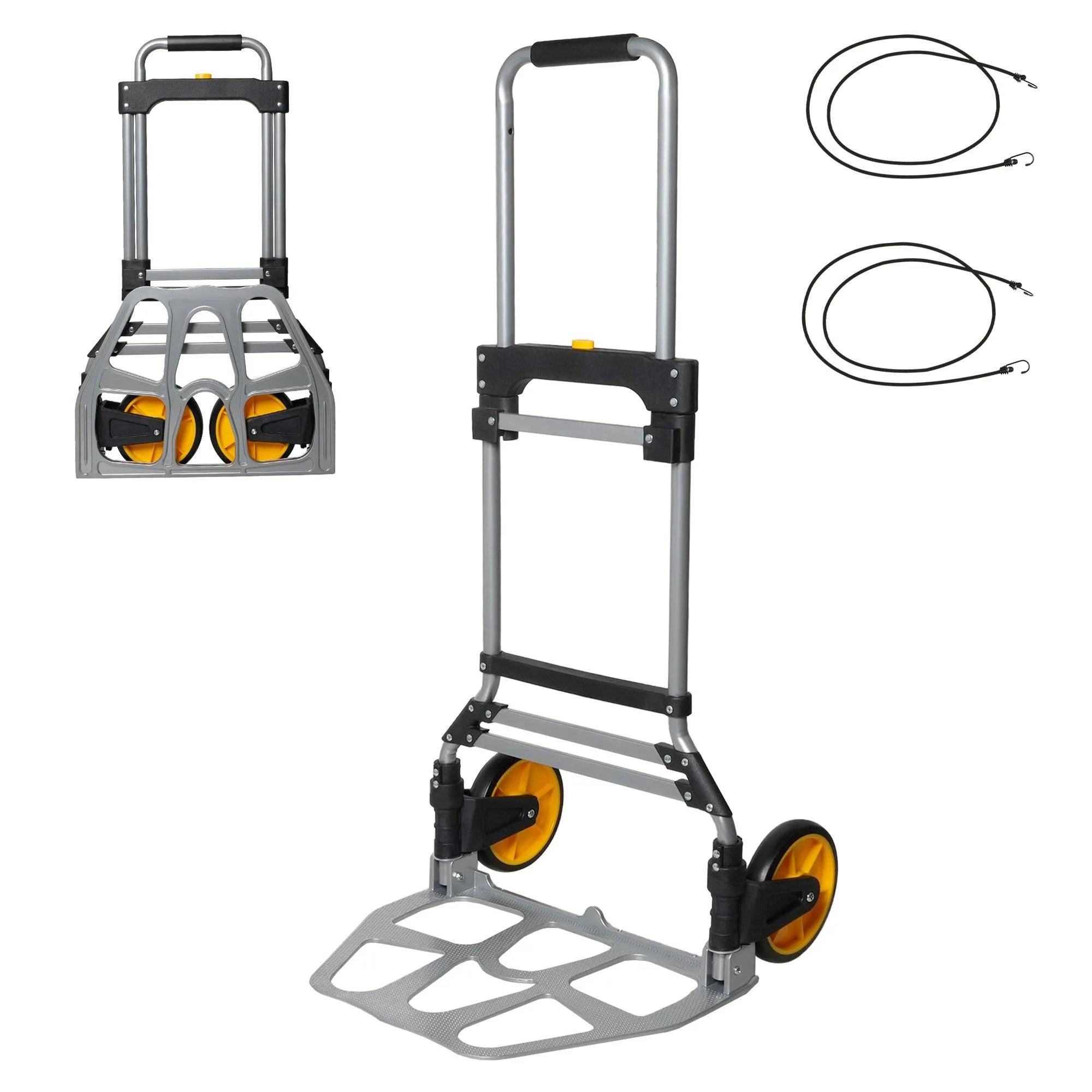 Folding Hand Truck Dolly Hand Cart Aluminum with Telescoping Handle, 330lbs Capacity