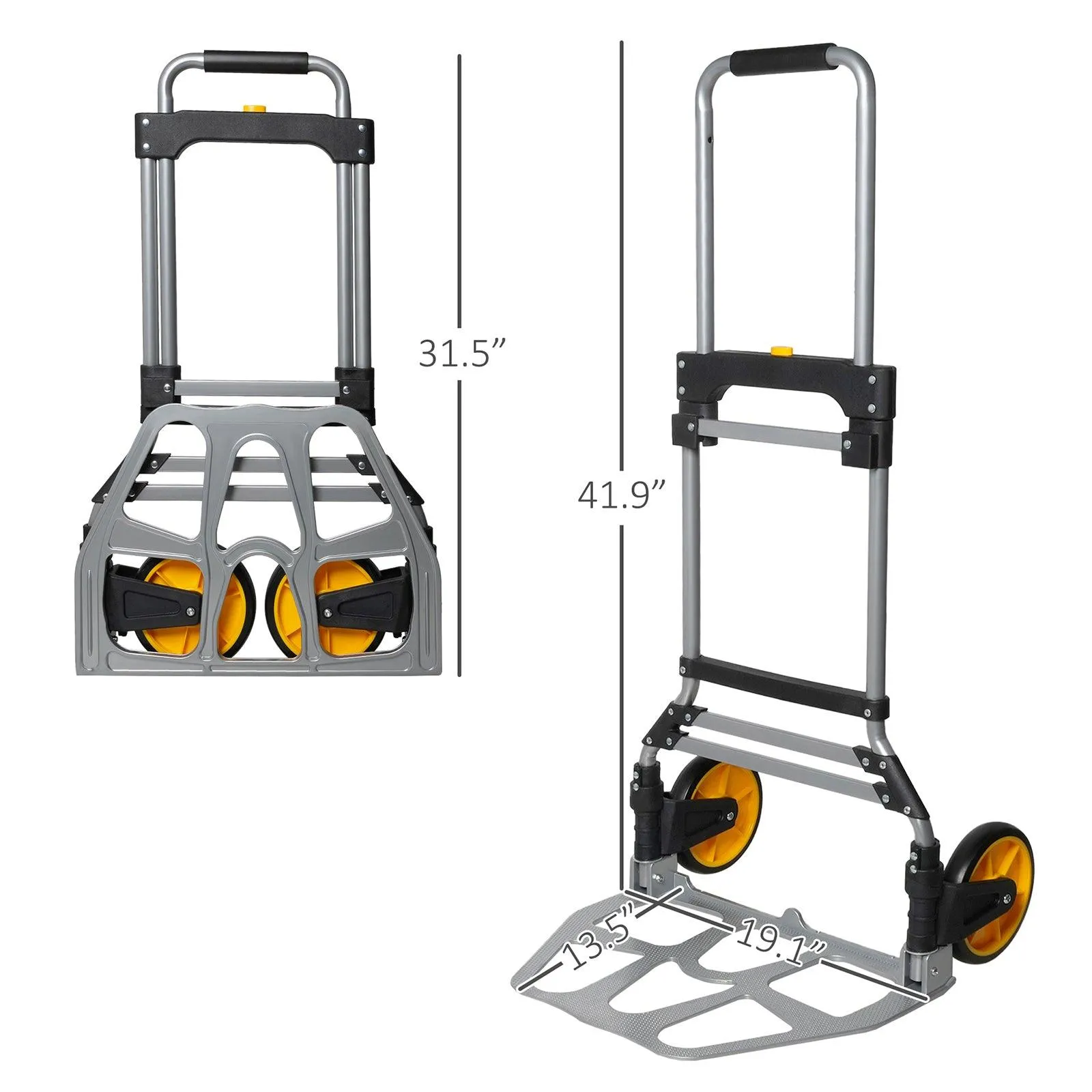 Folding Hand Truck Dolly Hand Cart Aluminum with Telescoping Handle, 330lbs Capacity