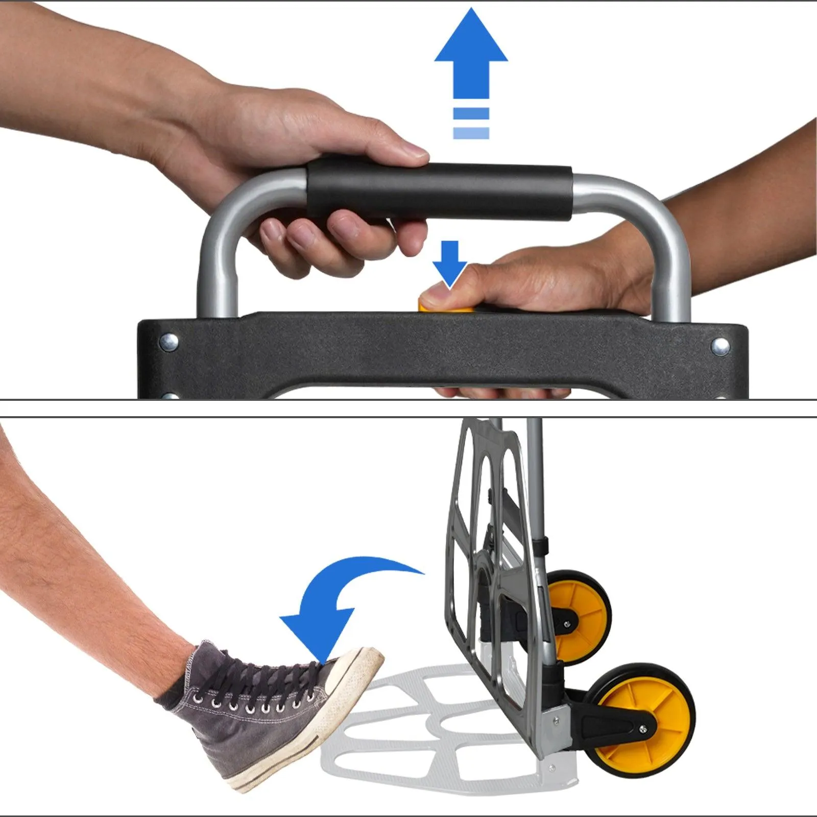 Folding Hand Truck Dolly Hand Cart Aluminum with Telescoping Handle, 330lbs Capacity