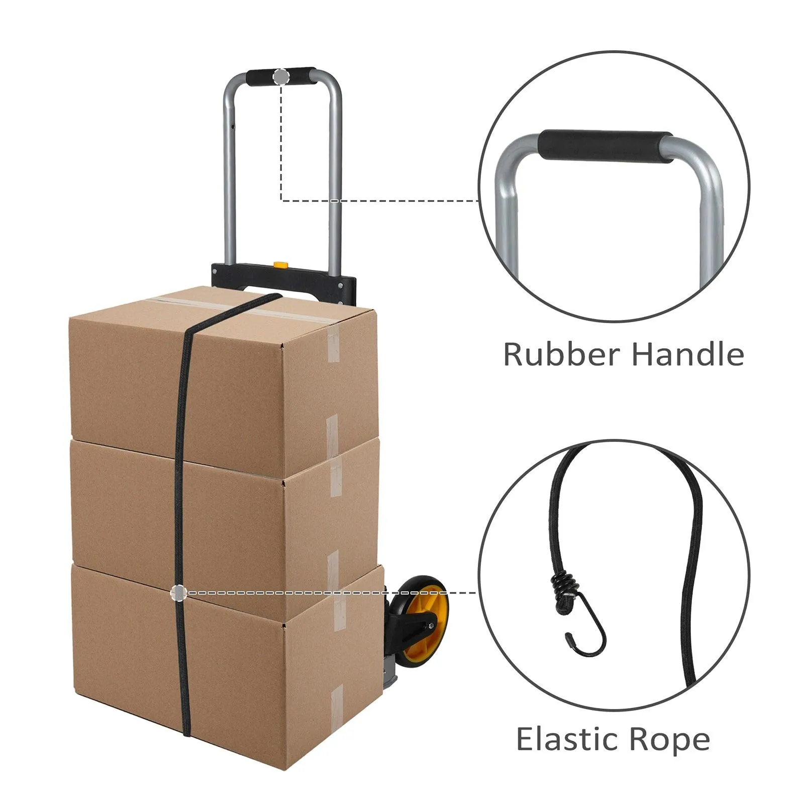 Folding Hand Truck Dolly Hand Cart Aluminum with Telescoping Handle, 330lbs Capacity