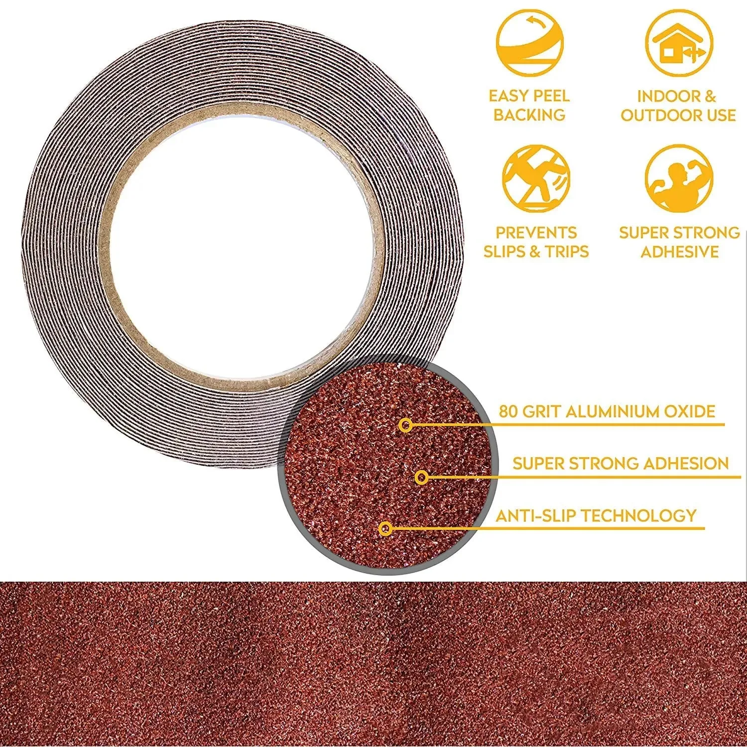 Friction Anti Slip Tape for Slippery floors, Staircase, Ramps, Indoor, Outdoor  - Brown