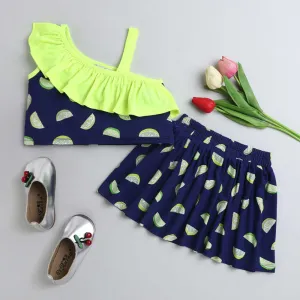 Frill and Strap Lemon Top Skirt Set