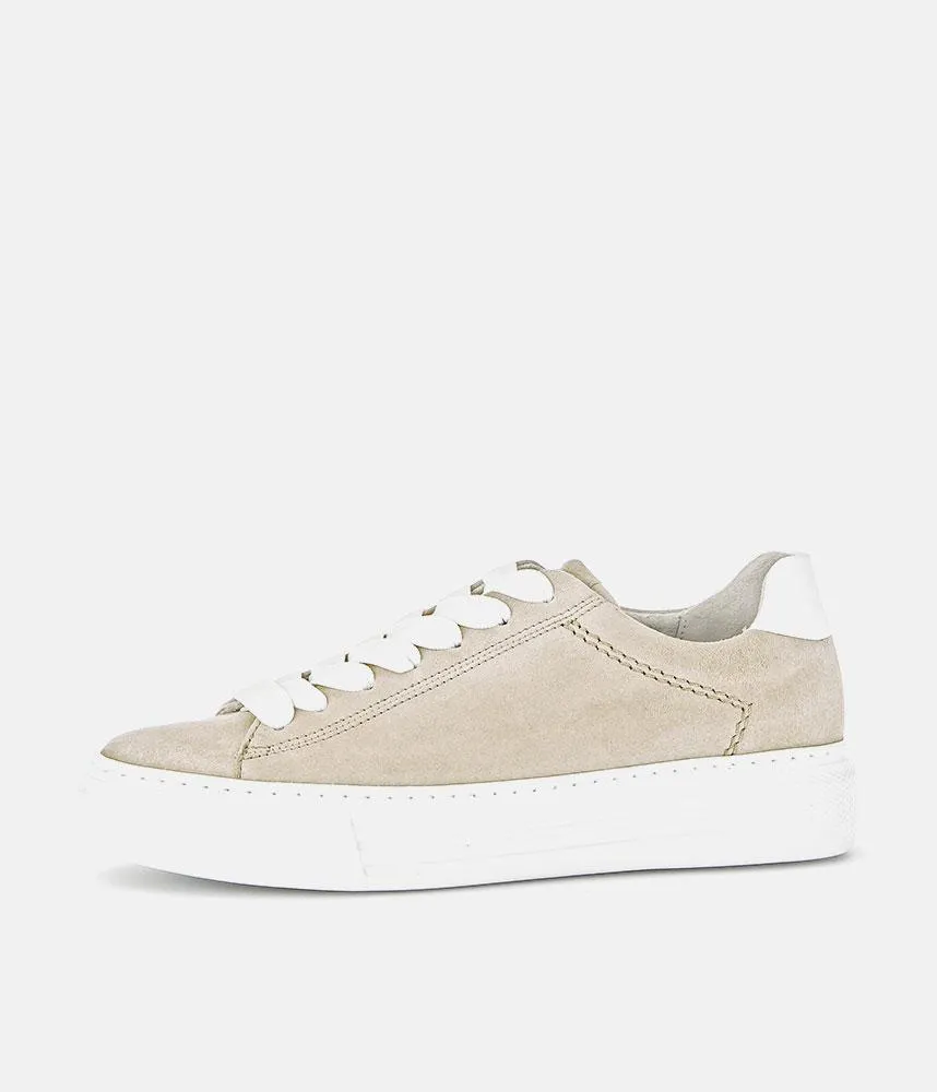 Gabor Trendy Beige Suede Platform Trainers