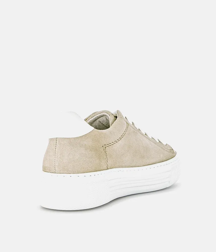 Gabor Trendy Beige Suede Platform Trainers