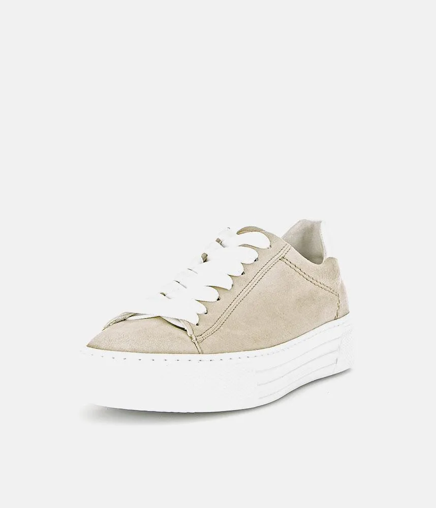 Gabor Trendy Beige Suede Platform Trainers