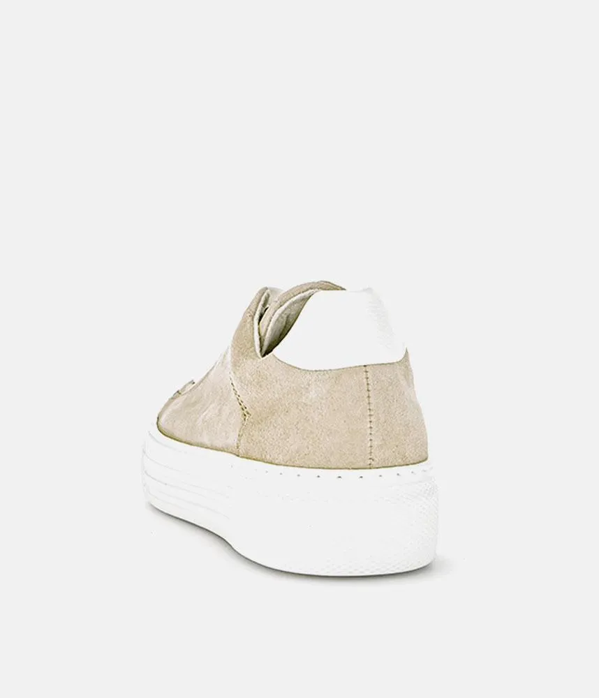 Gabor Trendy Beige Suede Platform Trainers